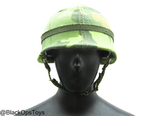Vietnam War US Army - Metal ERDL Leaf Camo Helmet