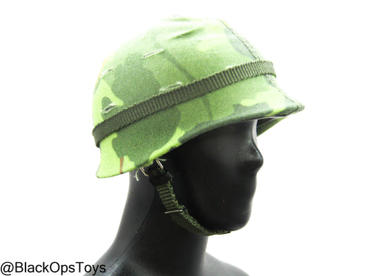 Vietnam War US Army - Metal ERDL Leaf Camo Helmet