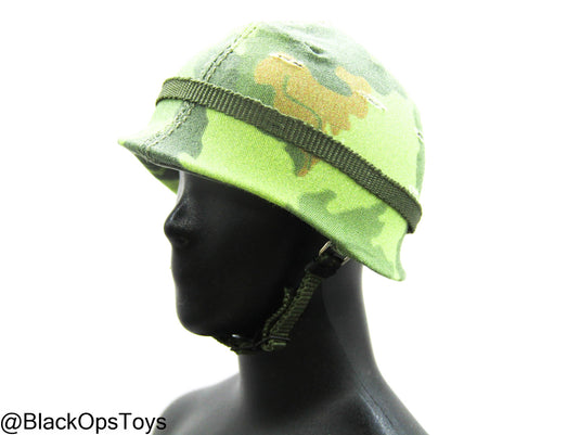 Vietnam War US Army - Metal ERDL Leaf Camo Helmet