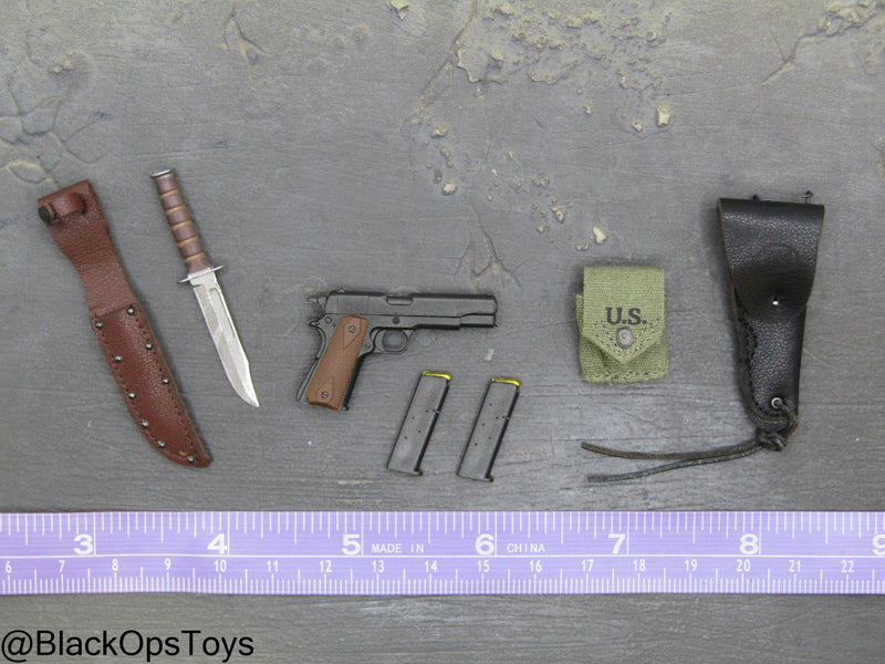 Load image into Gallery viewer, Vietnam War US Army - 1911 Pistol w/Holster &amp; Metal Knife w/Sheath
