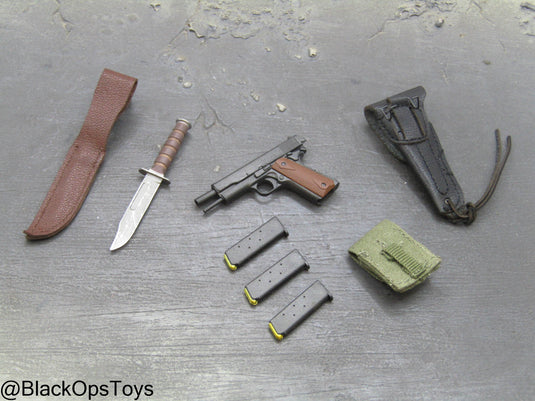 Vietnam War US Army - 1911 Pistol w/Holster & Metal Knife w/Sheath