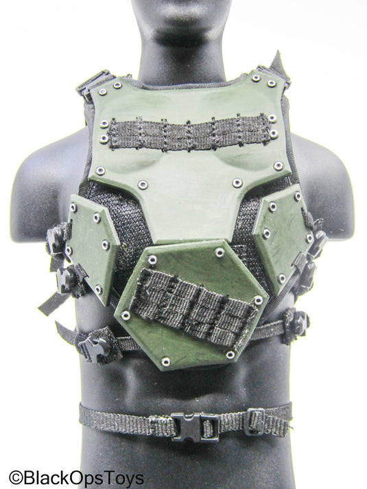 OD Green Padded Body Armor w/Black Belt (READ DESC)