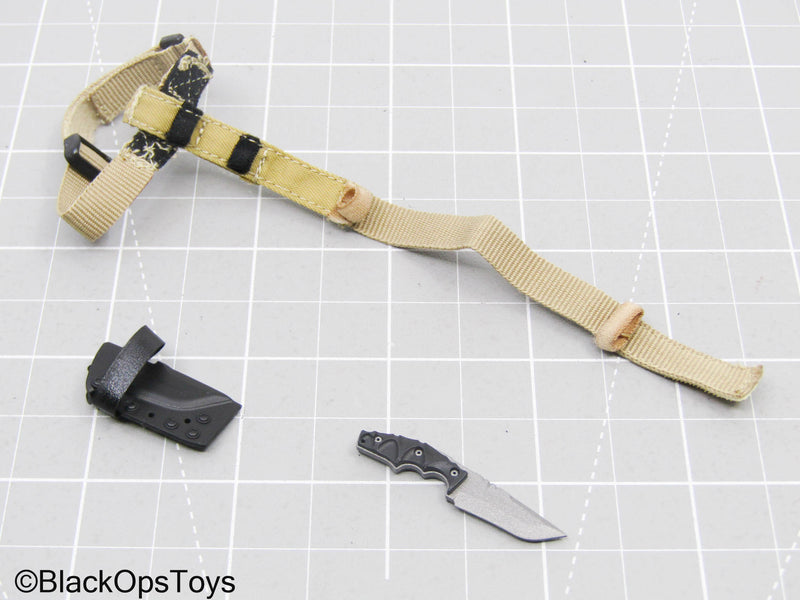 Load image into Gallery viewer, Black Knife w/Tan Drop Leg Holster
