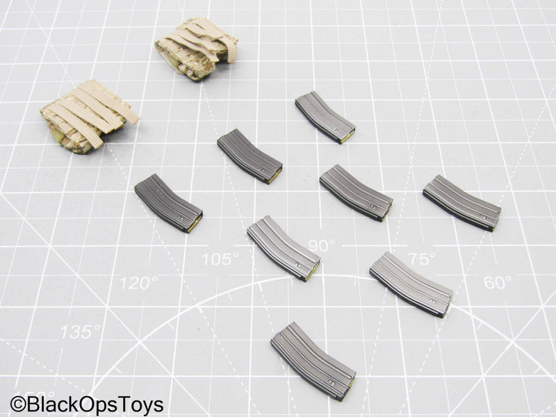 Load image into Gallery viewer, 5.56 Mag Lot w/Desert Camo Dual Cell Mag Pouch Set
