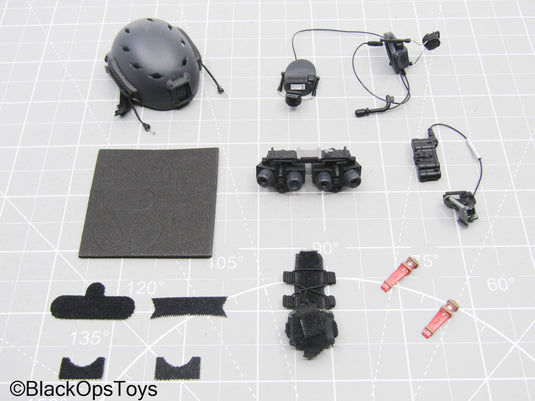 Black Tactical Helmet w/NVG Gear & Headset