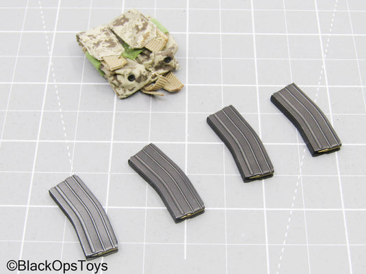 5.56 Mag Lot w/AOR1 Camo MOLLE Dual Cell Mag Pouch