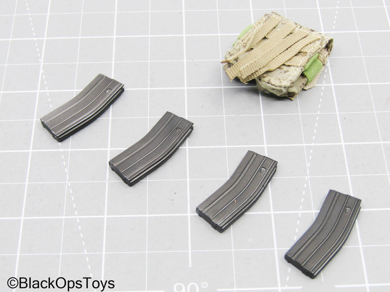 Load image into Gallery viewer, 5.56 Mag Lot w/AOR1 Camo MOLLE Dual Cell Mag Pouch
