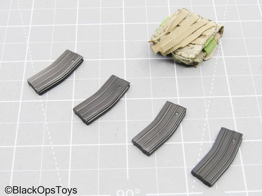 5.56 Mag Lot w/AOR1 Camo MOLLE Dual Cell Mag Pouch