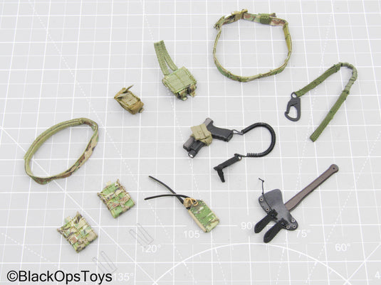 Multicam Camo Battle Belt Set w/Pistol, Attachments, & Hatchet
