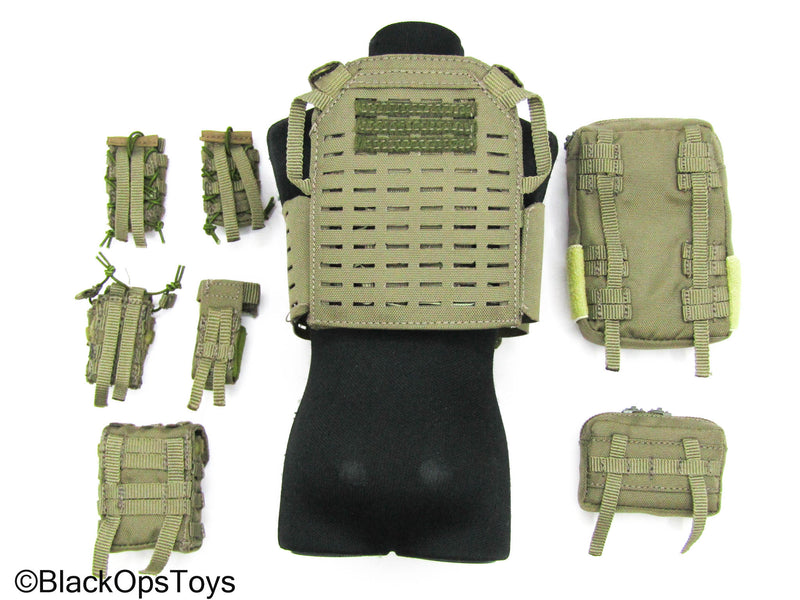 Load image into Gallery viewer, BFE+ Counter Terrorism Police Force - Tan MOLLE Plate Carrier Vest w/Pouch Set
