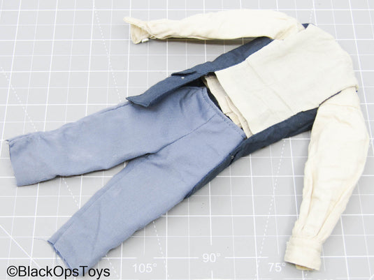 Pirate Uniform - Blue Trousers, White Shirt, & Dark Blue Vest