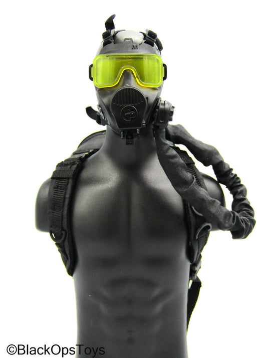 C.B.R.N. Assault Team - Black M50 Gas Mask w/Yellow Lenses & Backpack Filter