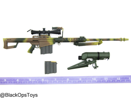 Camo Barrett M82A1 .50 Cal Sniper Rifle w/Bipod & Spotter Scope Set