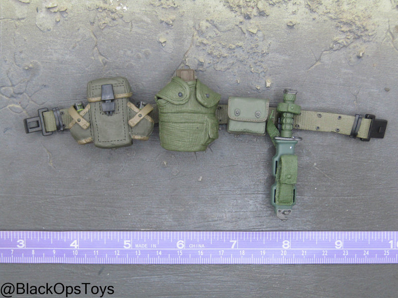 Load image into Gallery viewer, OD Green Rivet Belt w/Pouch Set &amp; Combat Knife
