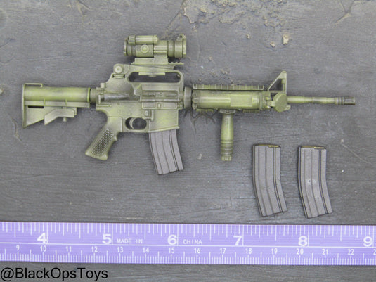 Weathered OD Green M4 Carbine w/Attachment Set