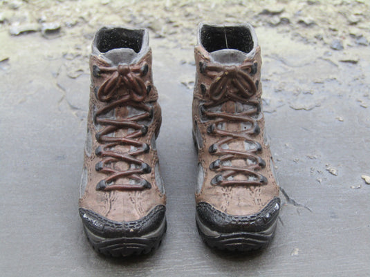 Brown & Grey Combat Boots (Peg Type)