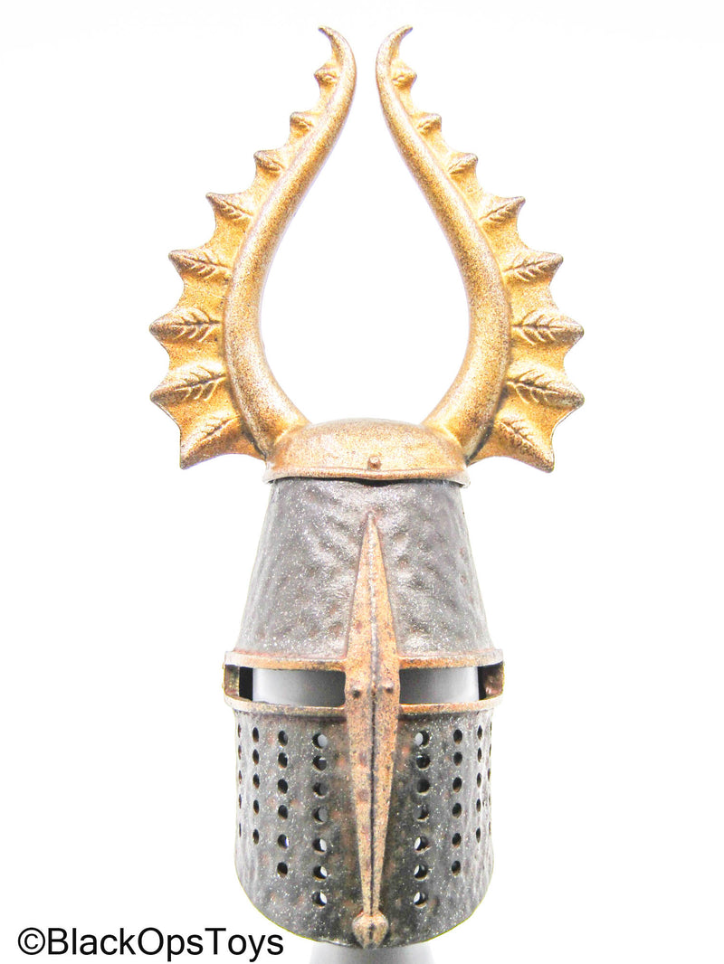 Load image into Gallery viewer, Black Worn Diecast Knight Teutonic Herald Helmet (Coo Model)
