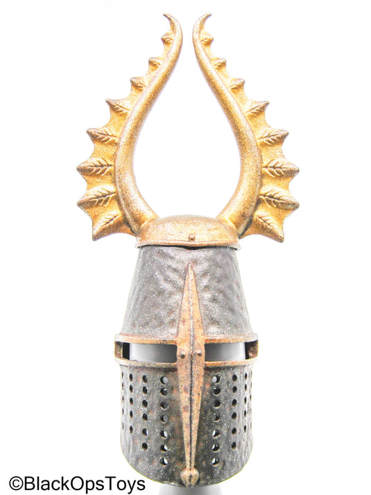 Black Worn Diecast Knight Teutonic Herald Helmet (Coo Model)
