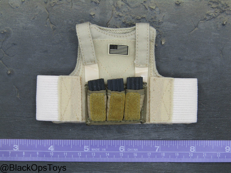 Load image into Gallery viewer, FDE Tan Body Armor w/American Flag Patch &amp; Triple Cell Mag Pouch
