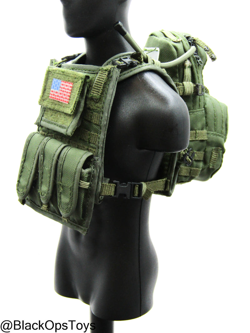 Load image into Gallery viewer, OD Green MOLLE Plate Carrier w/Pouch Set &amp; Assault Pack
