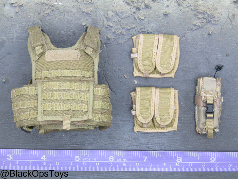 Load image into Gallery viewer, FDE Tan MOLLE Plate Carrier w/Pouch Set
