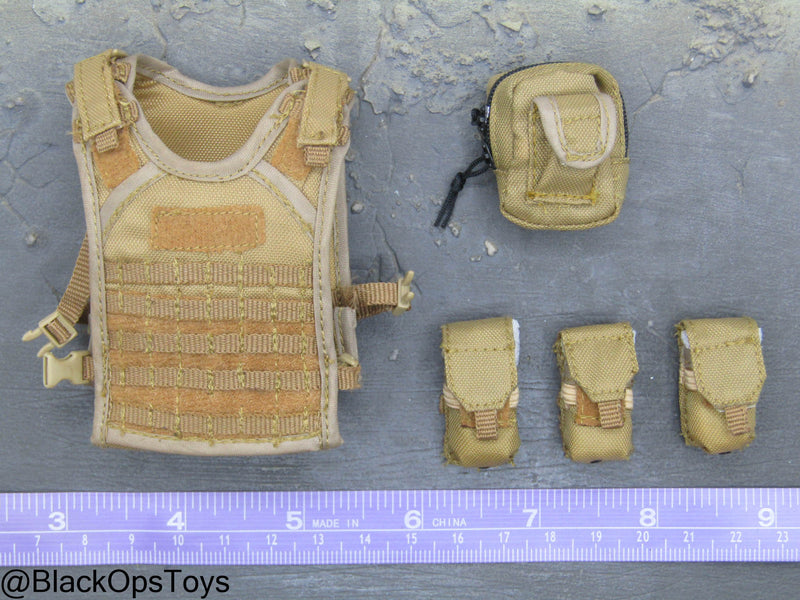 Load image into Gallery viewer, Coyote Tan MOLLE Plate Carrier w/Pouch Set
