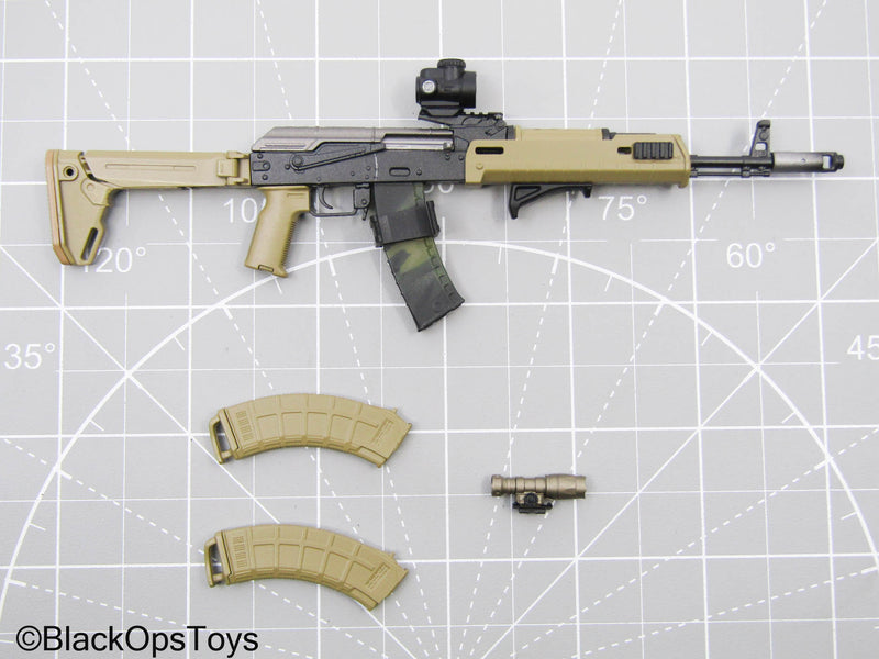 Load image into Gallery viewer, Tan AK-47 Rifle w/Mags &amp; Weapon Attachments (READ DESC)
