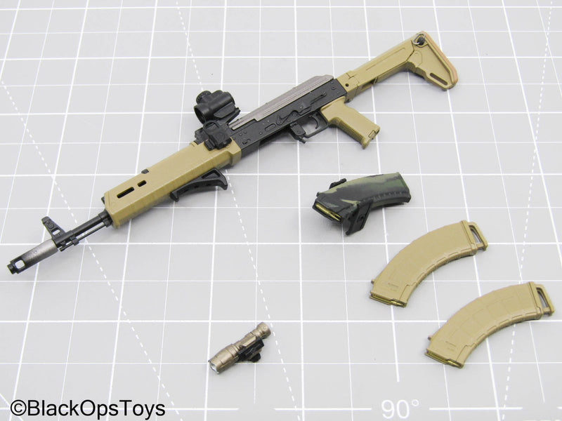 Load image into Gallery viewer, Tan AK-47 Rifle w/Mags &amp; Weapon Attachments (READ DESC)
