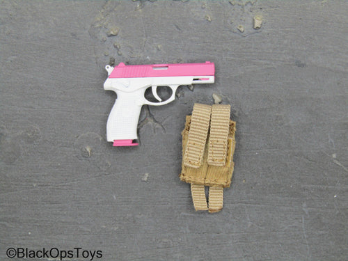 Shock Worker HanMeiMei - Pink 9mm Pistol w/Dual Cell MOLLE Mag Pouch