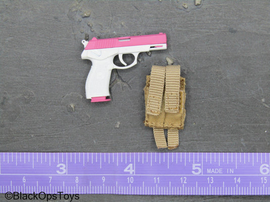 Shock Worker HanMeiMei - Pink 9mm Pistol w/Dual Cell MOLLE Mag Pouch