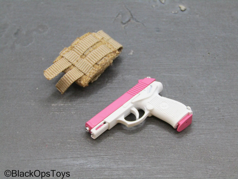 Load image into Gallery viewer, Shock Worker HanMeiMei - Pink 9mm Pistol w/Dual Cell MOLLE Mag Pouch
