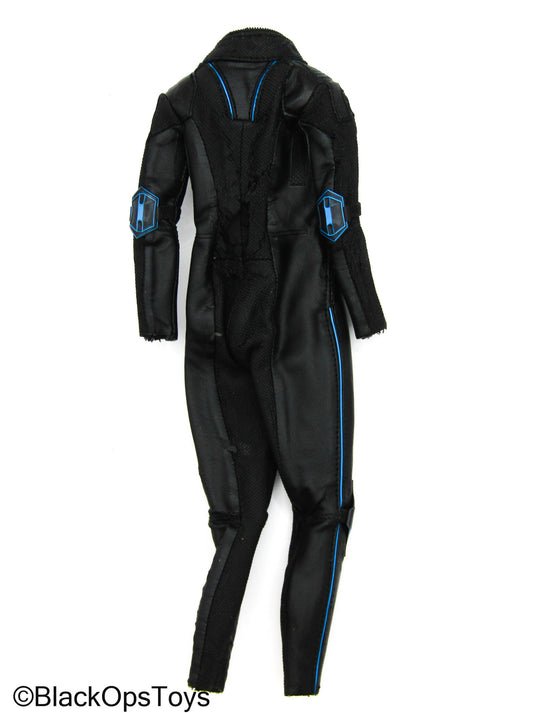 Black & Blue Leather Like Female Body Suit (READ DESC)