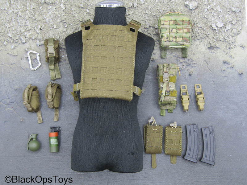 Load image into Gallery viewer, French Commandement - Tan MOLLE Body Armor Vest w/Pouch &amp; Gear Set
