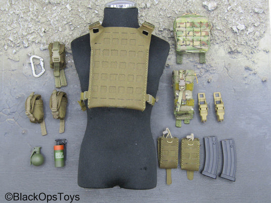 French Commandement - Tan MOLLE Body Armor Vest w/Pouch & Gear Set