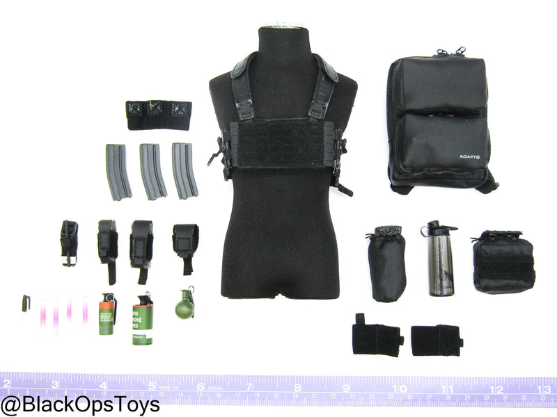 Load image into Gallery viewer, HRT Minuteman - Black Chest Rig w/Assault Pack &amp; Pouch Set
