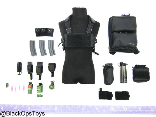HRT Minuteman - Black Chest Rig w/Assault Pack & Pouch Set