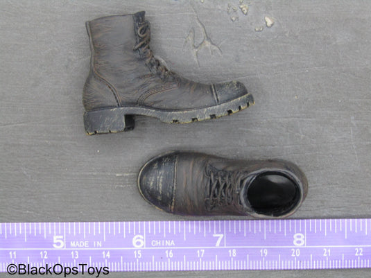 British - Black Weathered Low Top Combat Boots (Foot Type)