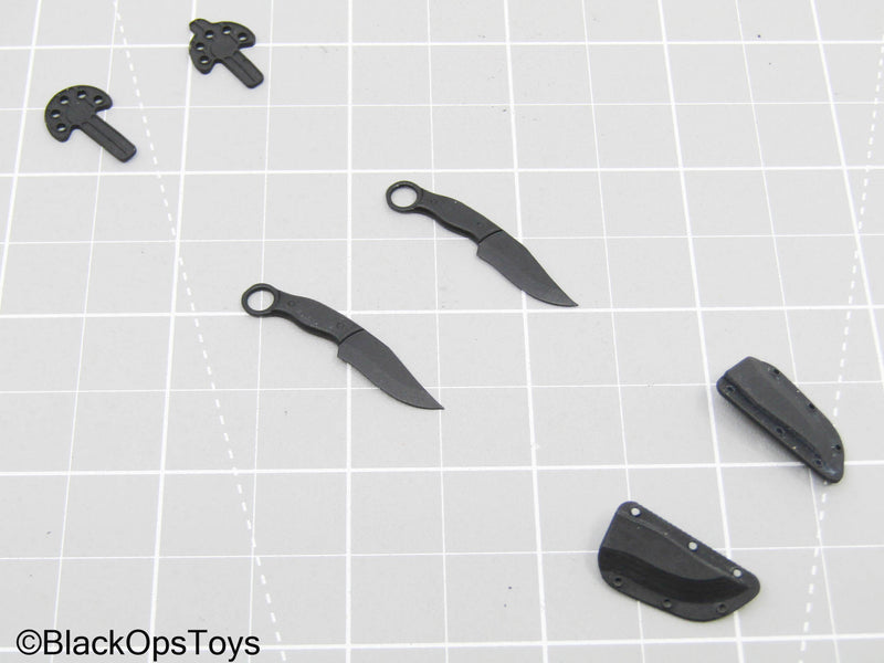 Load image into Gallery viewer, Custom 3D Dual Black Knife w/Magnetic Sheath &amp; MOLLE Clips
