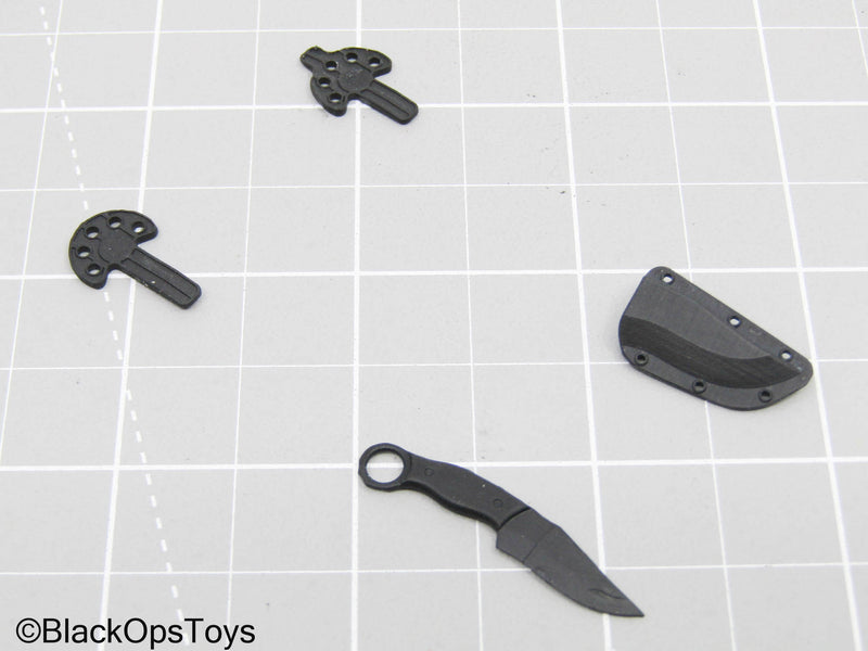 Load image into Gallery viewer, Custom 3D Black Knife w/Magnetic Sheath &amp; MOLLE Clips
