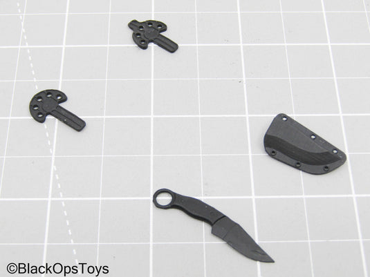 Custom 3D Black Knife w/Magnetic Sheath & MOLLE Clips