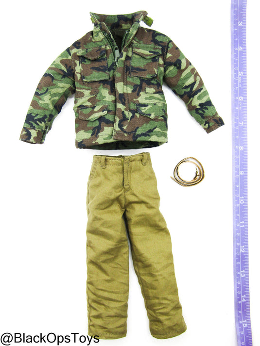 PMC - Woodland Combat Jacket & Coyote Tan Pants Uniform Set
