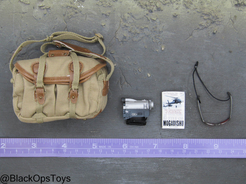 Load image into Gallery viewer, FDE Tan Sling Bag w/Book, Camcorder, &amp; Glasses
