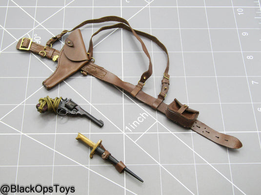 WWI - British Colonel Mackenzie - Metal Revolver w/Leather Belt