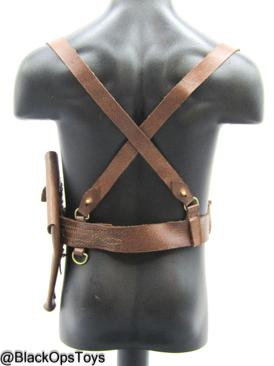 WWI - British Colonel Mackenzie - Metal Revolver w/Leather Belt