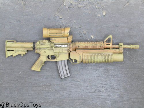 Weathered Desert Camo M4 Carbine w/Scope & Grenade Launcher