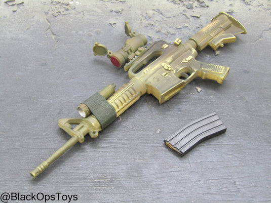 Weathered Camo M4 Carbine w/Scope & Tactical Light