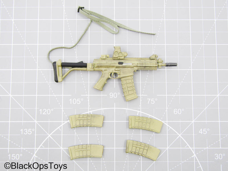 Load image into Gallery viewer, GI JOE - General Hawk - Tan Assault Rifle w/Folding Stock &amp; Mags
