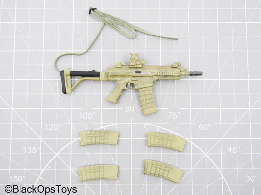GI JOE - General Hawk - Tan Assault Rifle w/Folding Stock & Mags