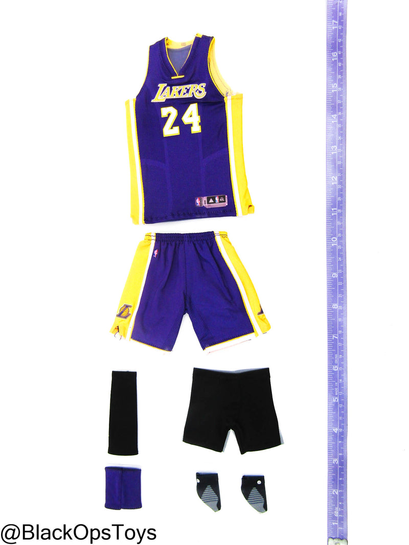 Load image into Gallery viewer, Kobe Bryant - Complete Yellow &amp; Purple &quot;Number 24&quot; Kobe Jersey Set
