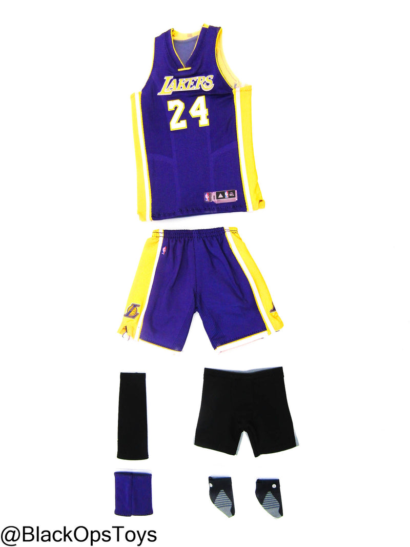Load image into Gallery viewer, Kobe Bryant - Complete Yellow &amp; Purple &quot;Number 24&quot; Kobe Jersey Set
